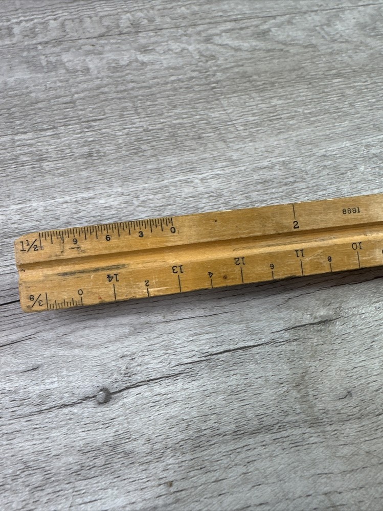 Vintage 12" K&E Co Star Quality Triangular Ruler 8881 Three Sided