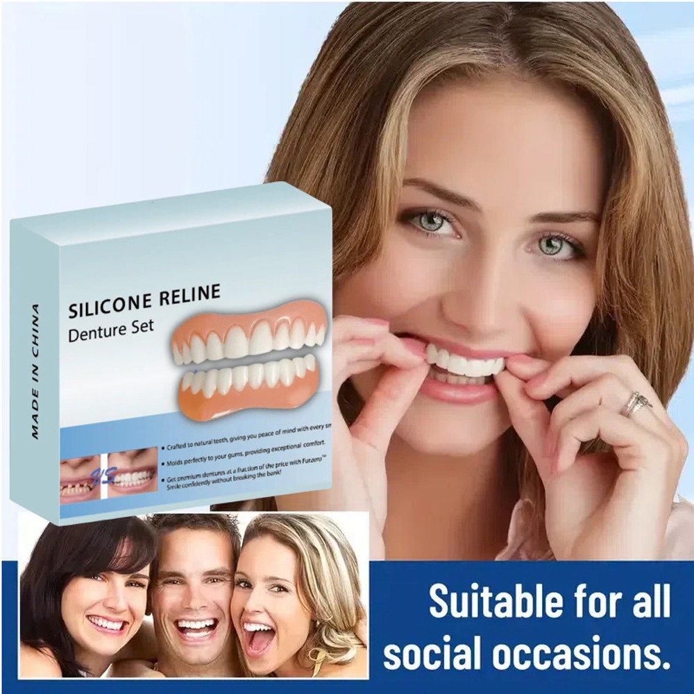 Modified Silicone Denture Kit Veneers Dental Tooth Cover Snap False Teeth Set
