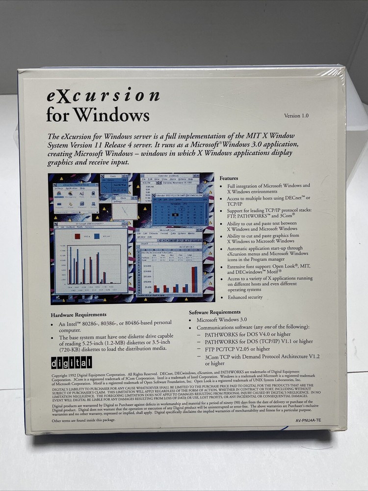 Excursion Digital Vintage Software For Windows Server 1992 DECnet MIT X Ver 11