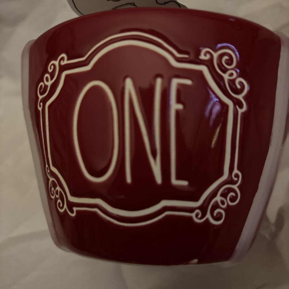 Rae Dunn Red Measuring Cups With White Decorative Trim Set/4 Ceramic