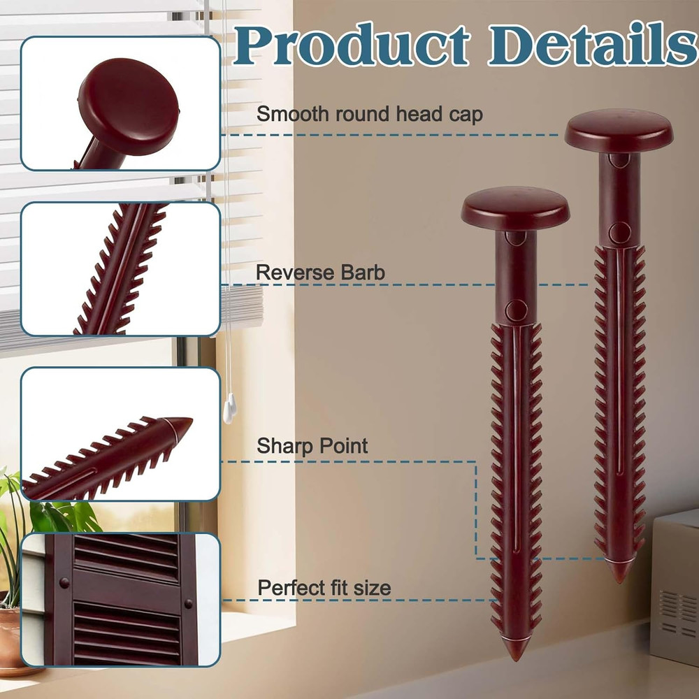 30Pcs 3 Inch Vinyl Shutter Fasteners, Window Shutter Panel Pegs Shutter Screws L