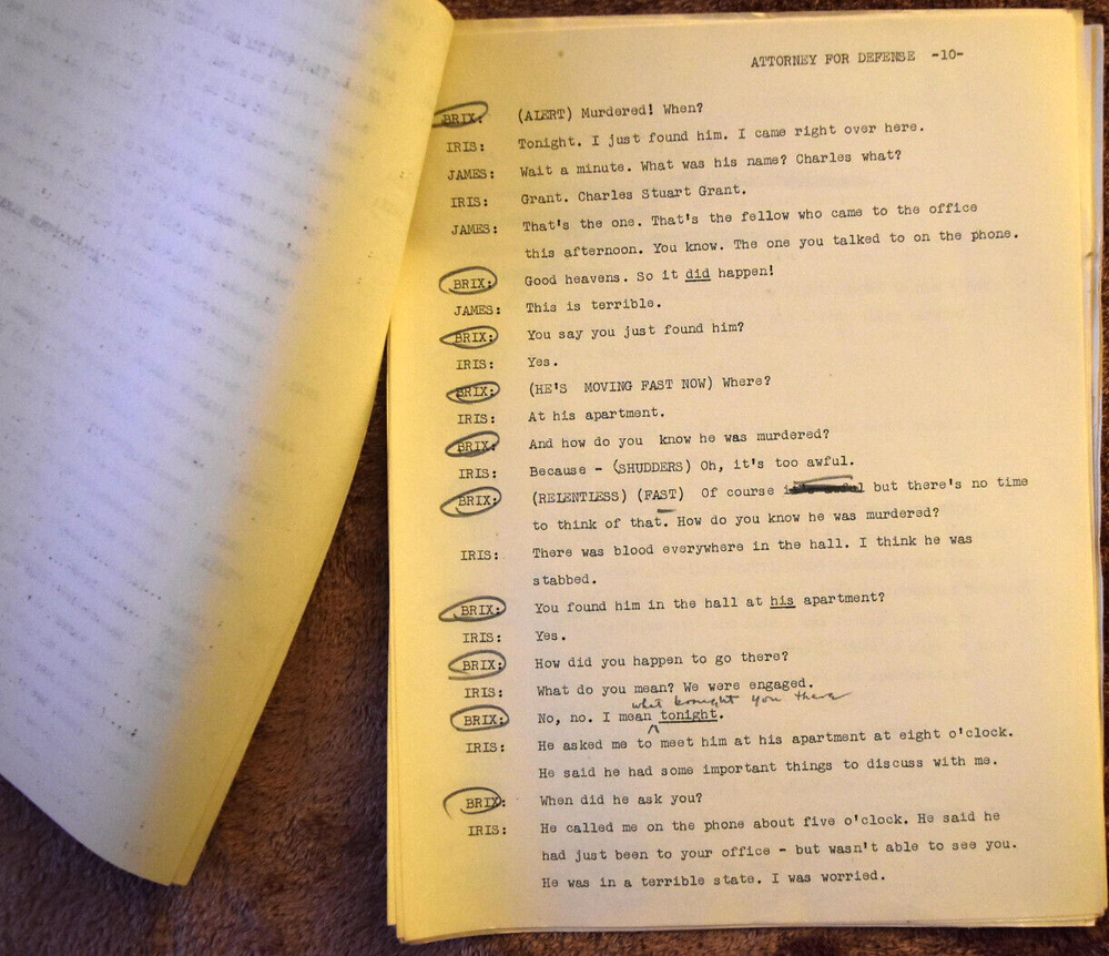 1944 Michael Raffetto " Attorney for Defence " Complete Original Audition Script
