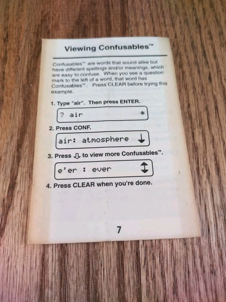 Webster's Spelling Corrector NCS-101 User Guide Booklet Manual