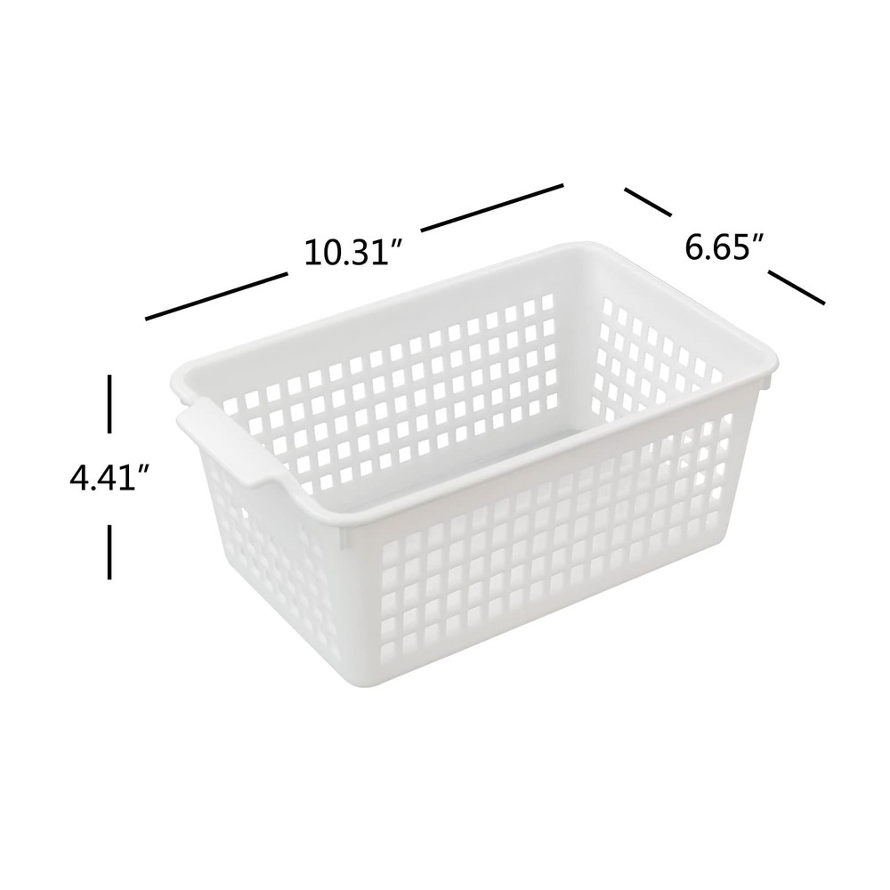 6-Pack White Plastic Storage Basket, Small Storage Basket