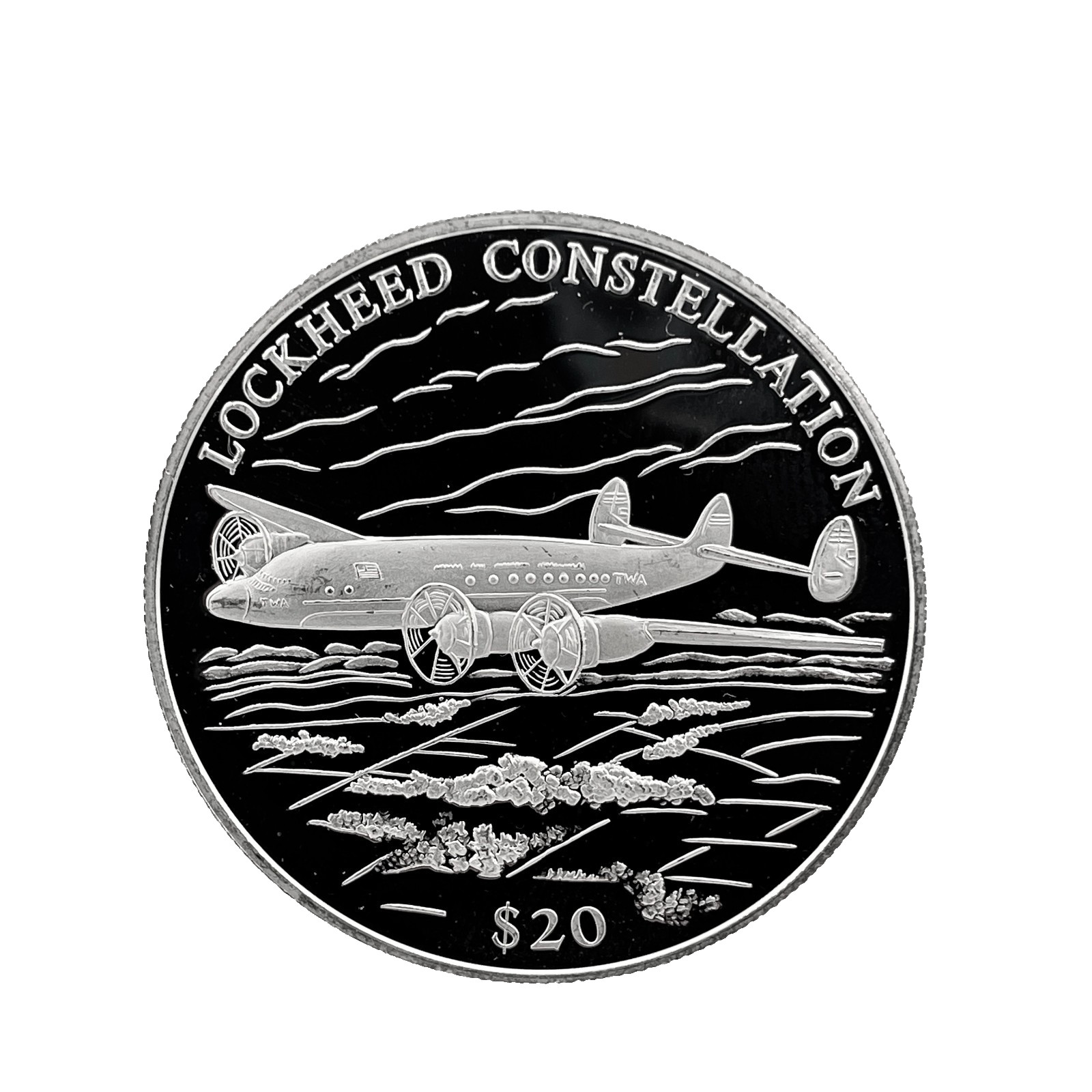 2000 LIBERIA $20 Dollars Lockheed Constellation .999 Silver Proof Coin