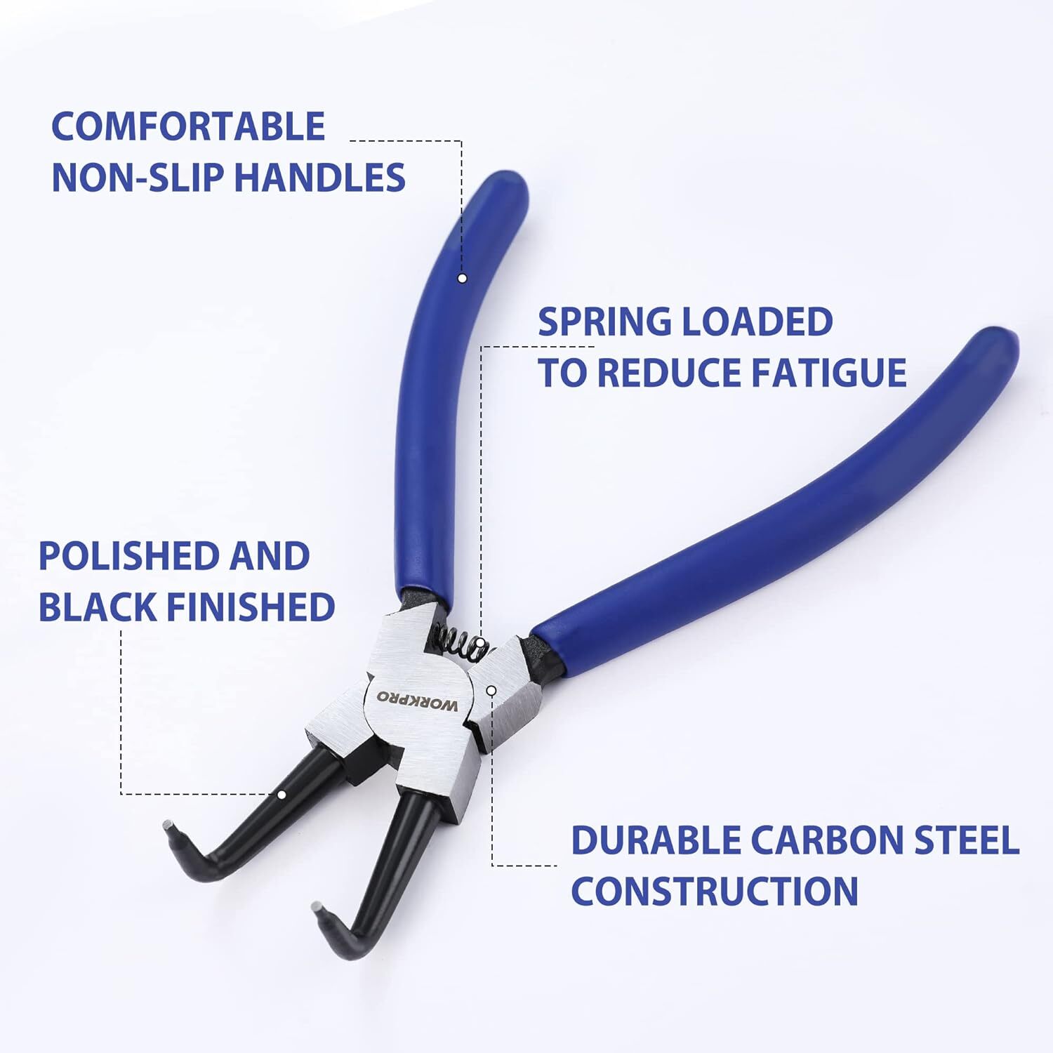 WORKPRO 4PCS Heavy Duty Snap Ring Pliers Set Included Cr-V Steel w/Storage Pouch