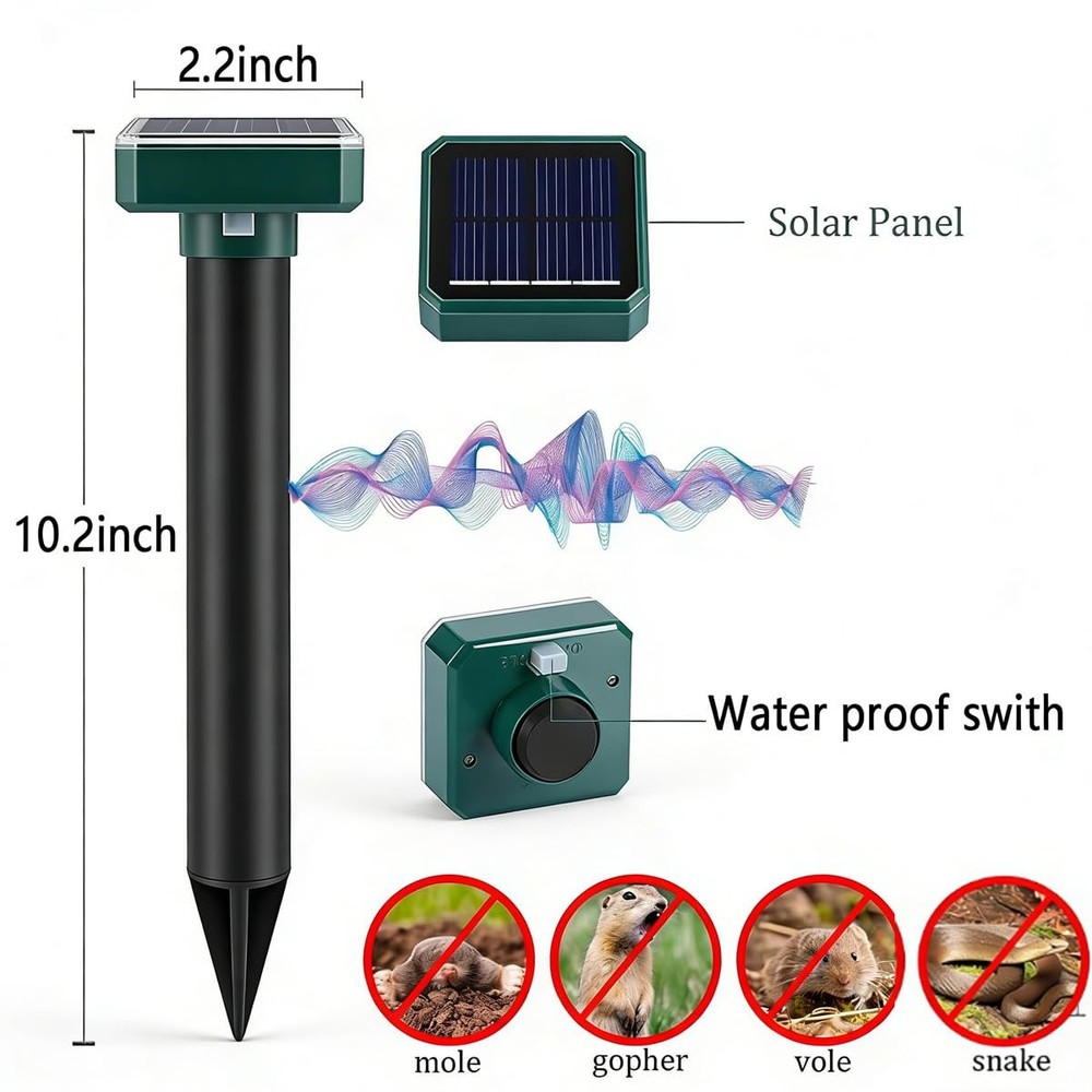 Solar Powered Mole Repellent for Lawns10 Pack Repeller Deep Green
