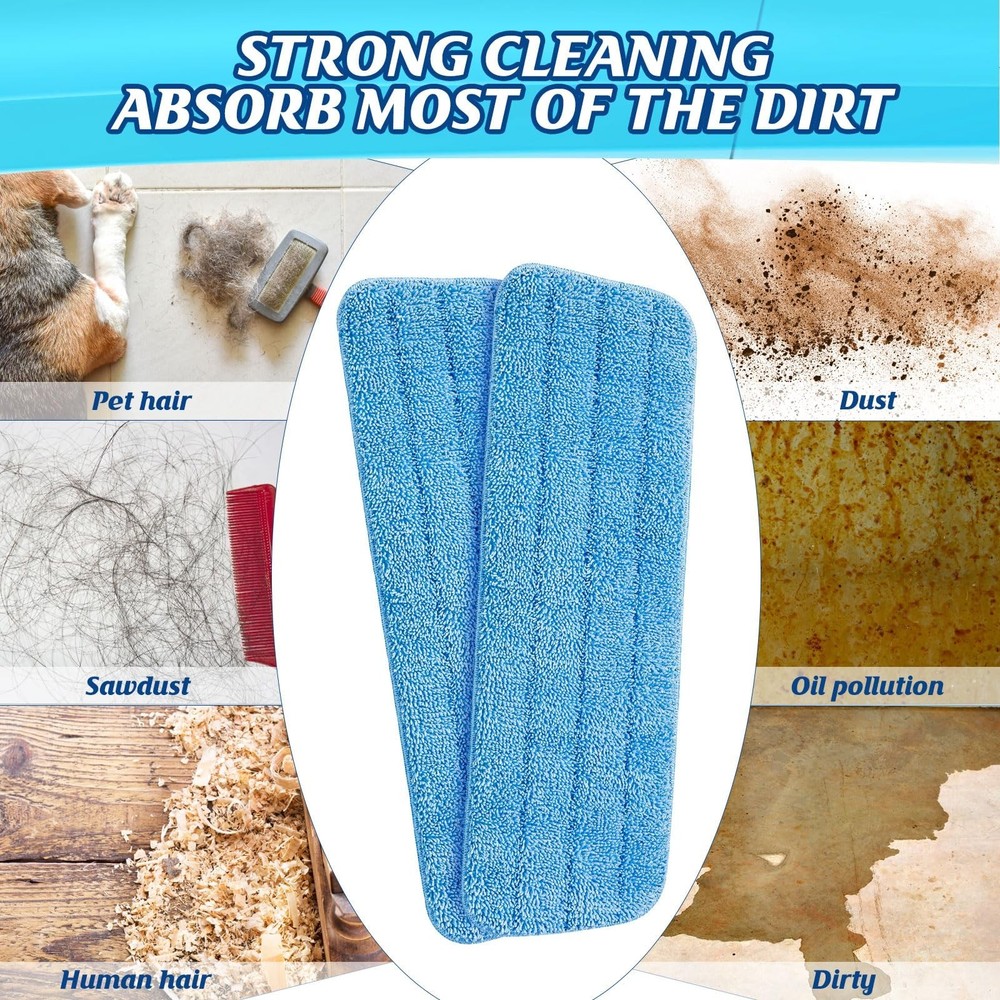 40 Pack Microfiber Mop Pads Machine Washable Cleaning Flat Mop Head Replaceme...