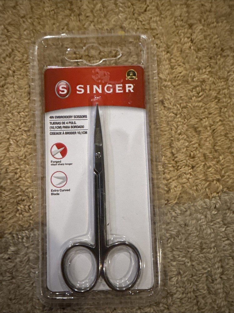 SINGER 4� Forged Embroidery, Extra Curved tip Scissors, Silver