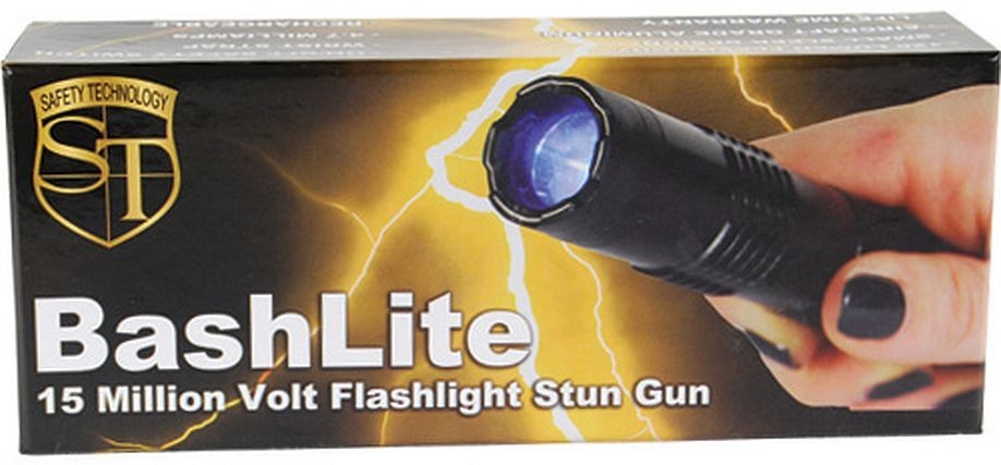 BashLite 85 million Volt Stun Gun Black Rechargeable LED Flashlight Wrist Strap