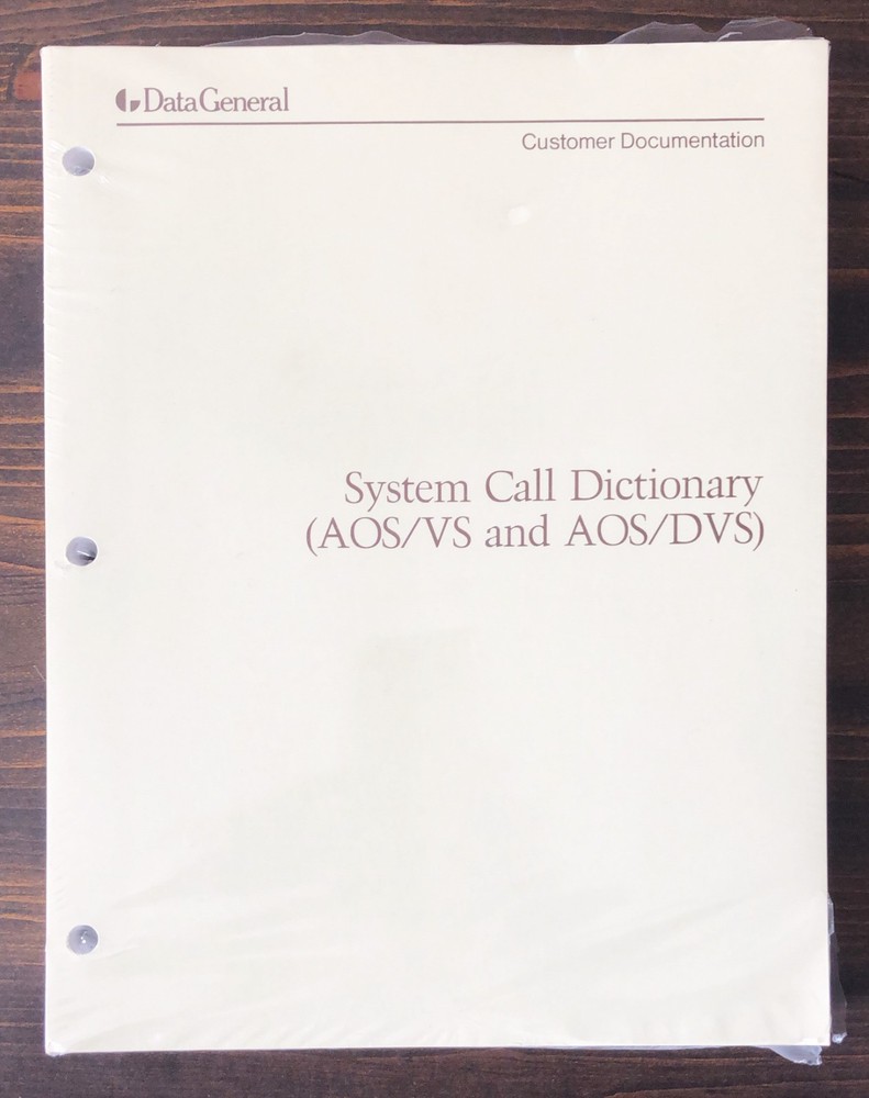 Data General DG - System Call Dictionary (AOS/VS) - Factory Sealed