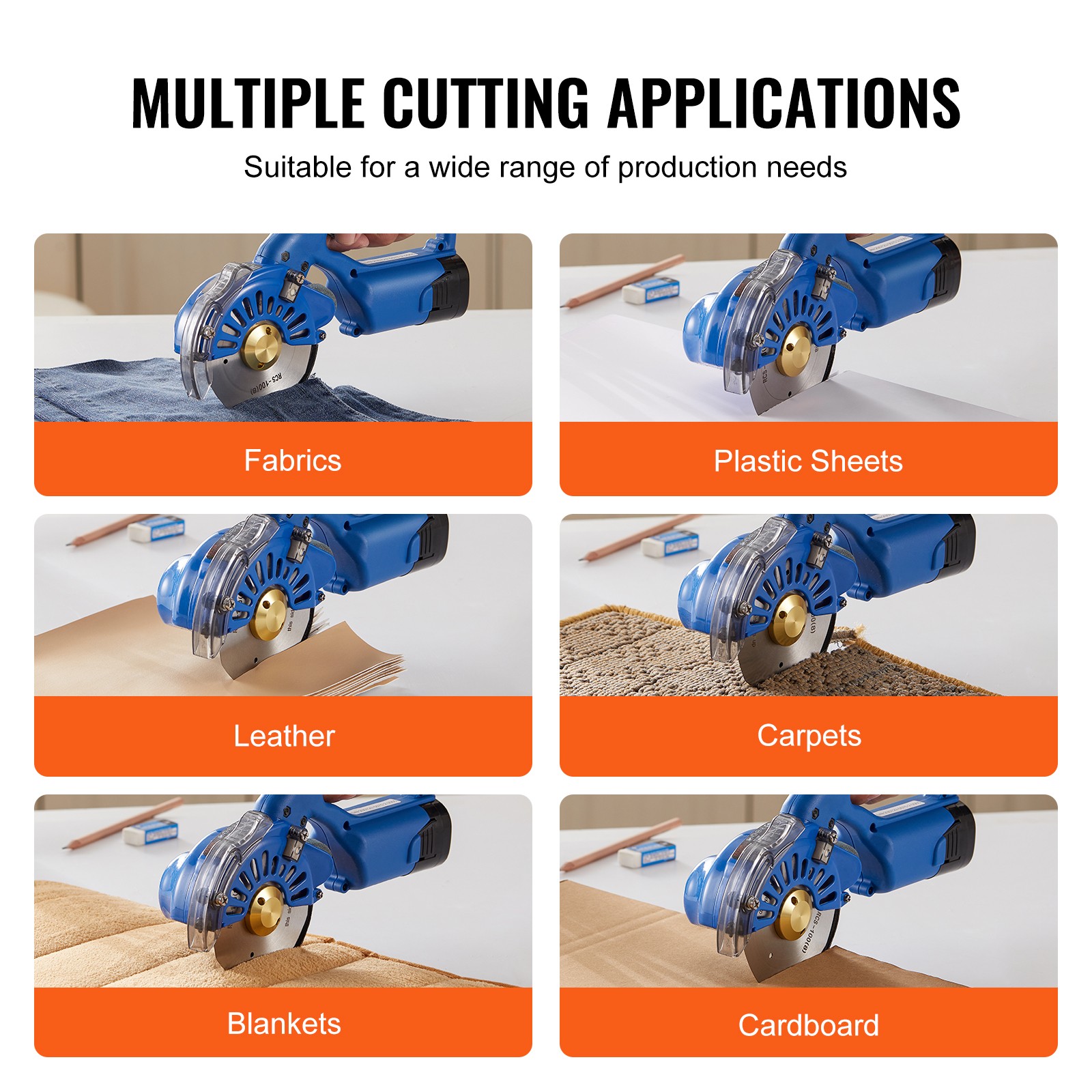 VEVOR Fabric Cutter 5-Speed Cordless Electric Rotary Fabric Cutting Machine