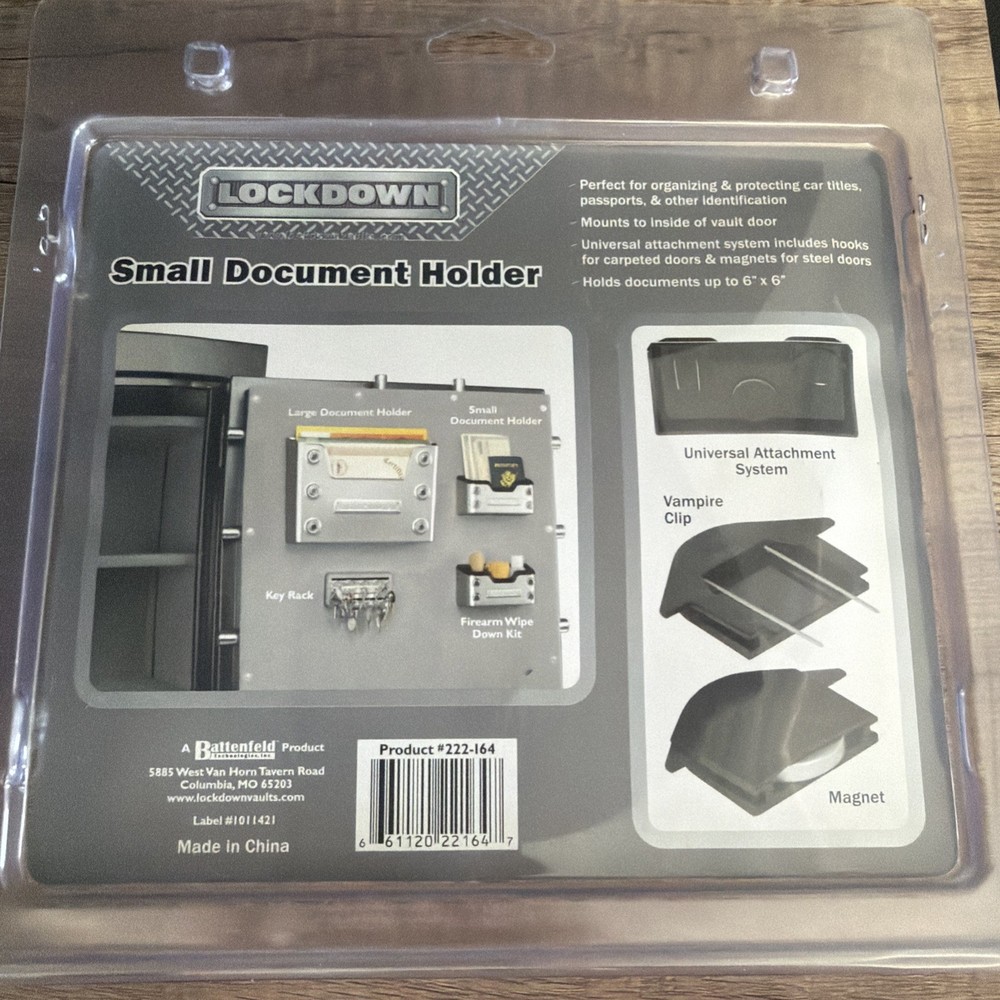 Lockdown Vault Accessories Small Document Holder - #222164
