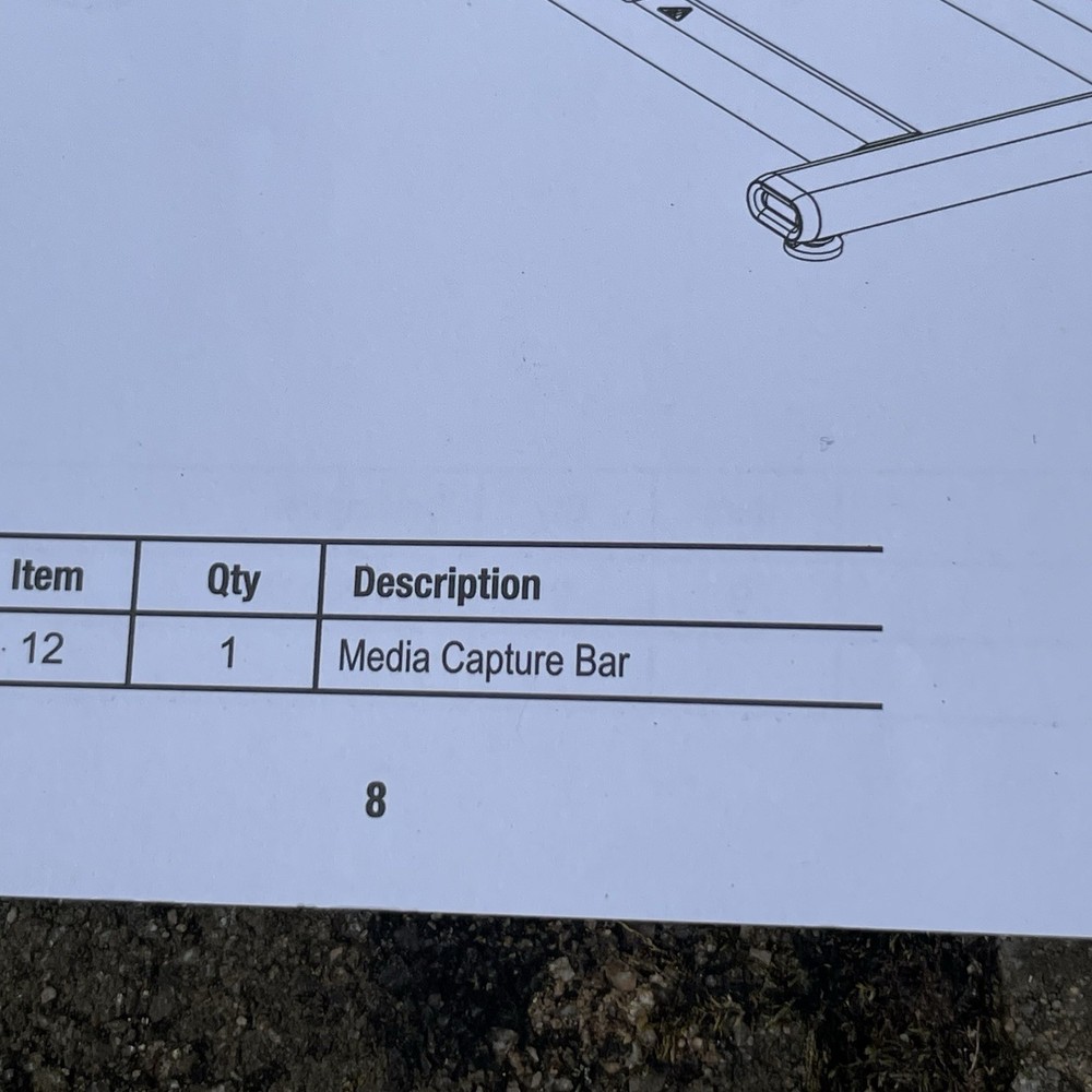 Bowflex M6 Max Trainer Media Capture Bar (6) OEM Replacement