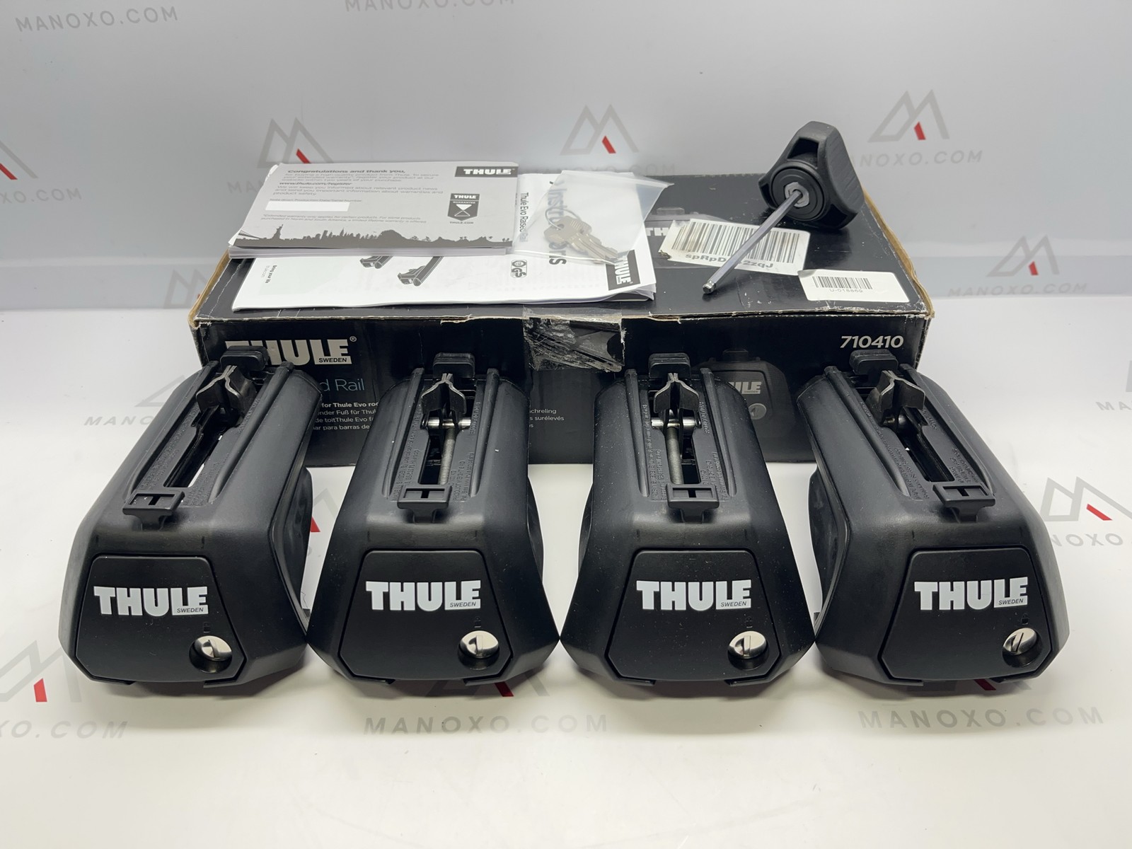 Thule Evo Raised Rail Foot Pack, Black 710410 + Keys ( non thule keys)