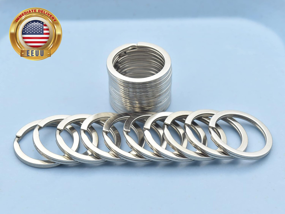 20 Pack Key Ring Keychain 1 Inch 25Mm Diameter Metal Flat Split Key Chains Rings