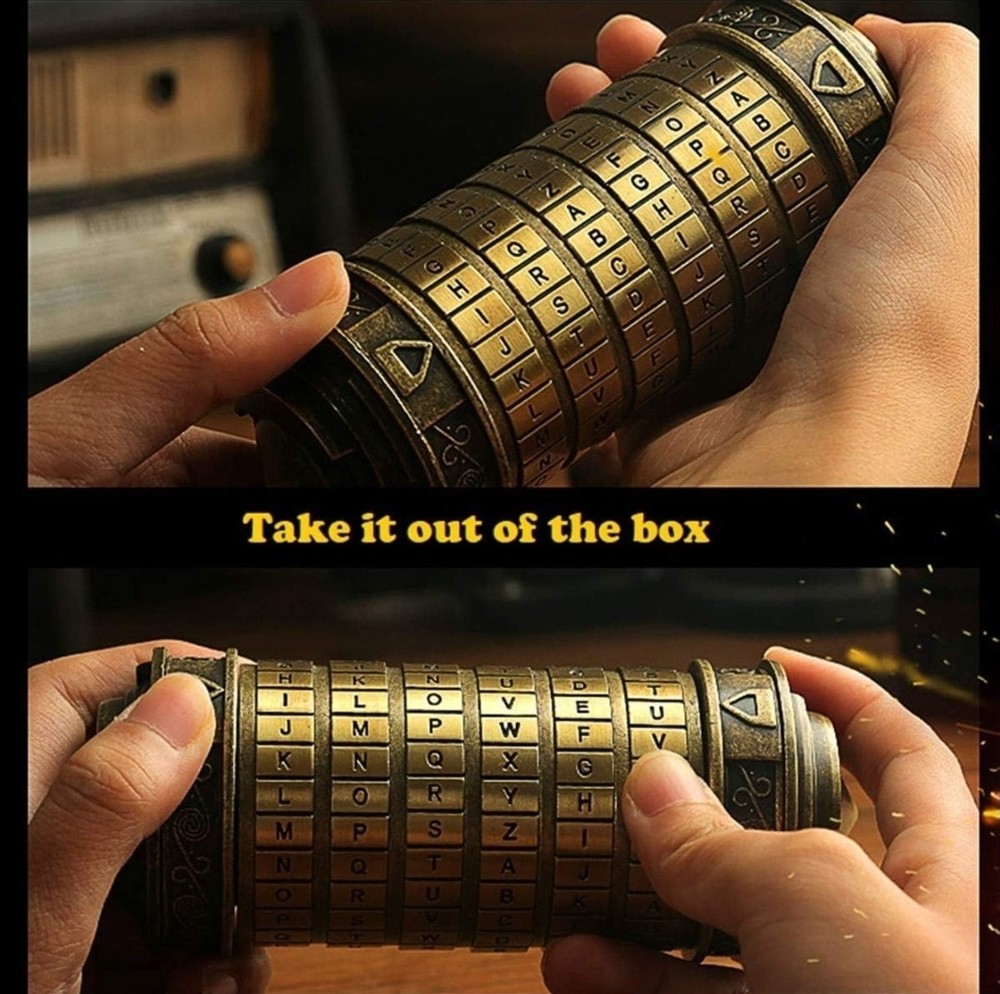 Cryptex Da Vinci Code Mini Cryptex Lock Puzzle Boxes with Compartments Annive...