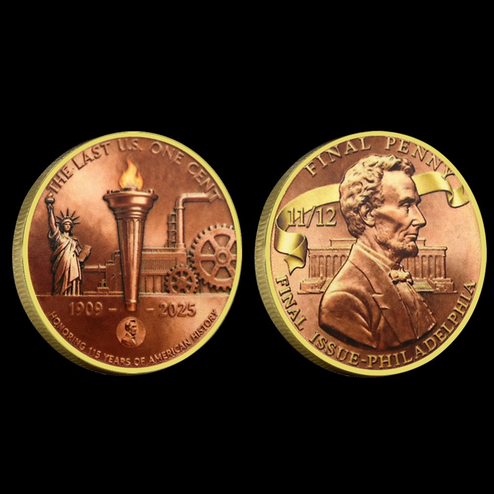 Final Penny Challenge Coin – The Last US One Cent, 1909-2025, Lincoln Memorial