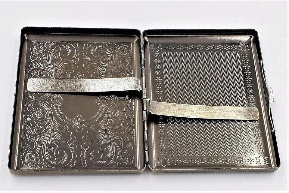 Stylish Antique Brass Cigarette Case - Holds All Sizes, Includes RFID Security