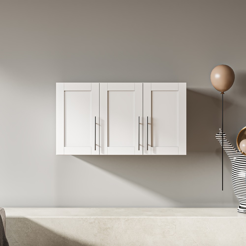 Stackable Wall Cabinet Wall Mounted Storage Cabinets W/ Adjustable Shelf 3 Doors