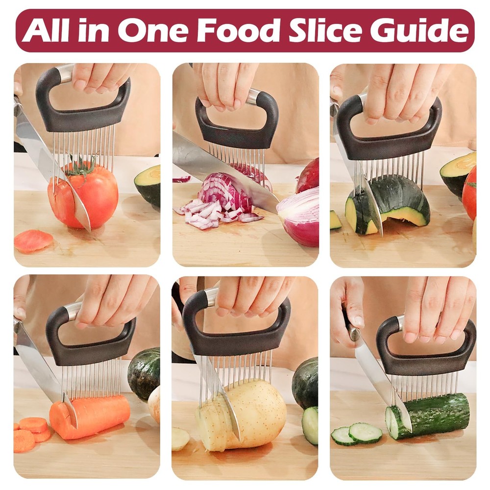 JAYVAR Large Onion Holder for Slicing, Cutter 1 Pack, Silver