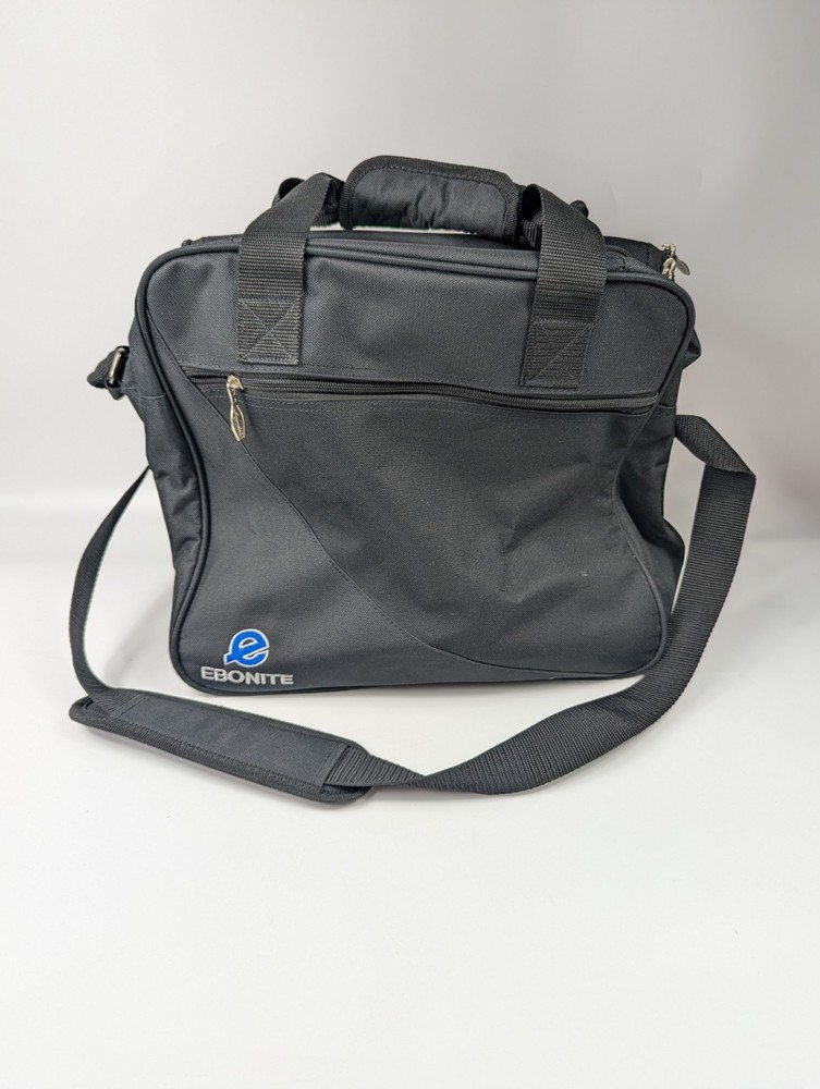 Ebonite Basic Single Bowling Ball Tote Bag with Shoulder Strap Black/Blue Logo