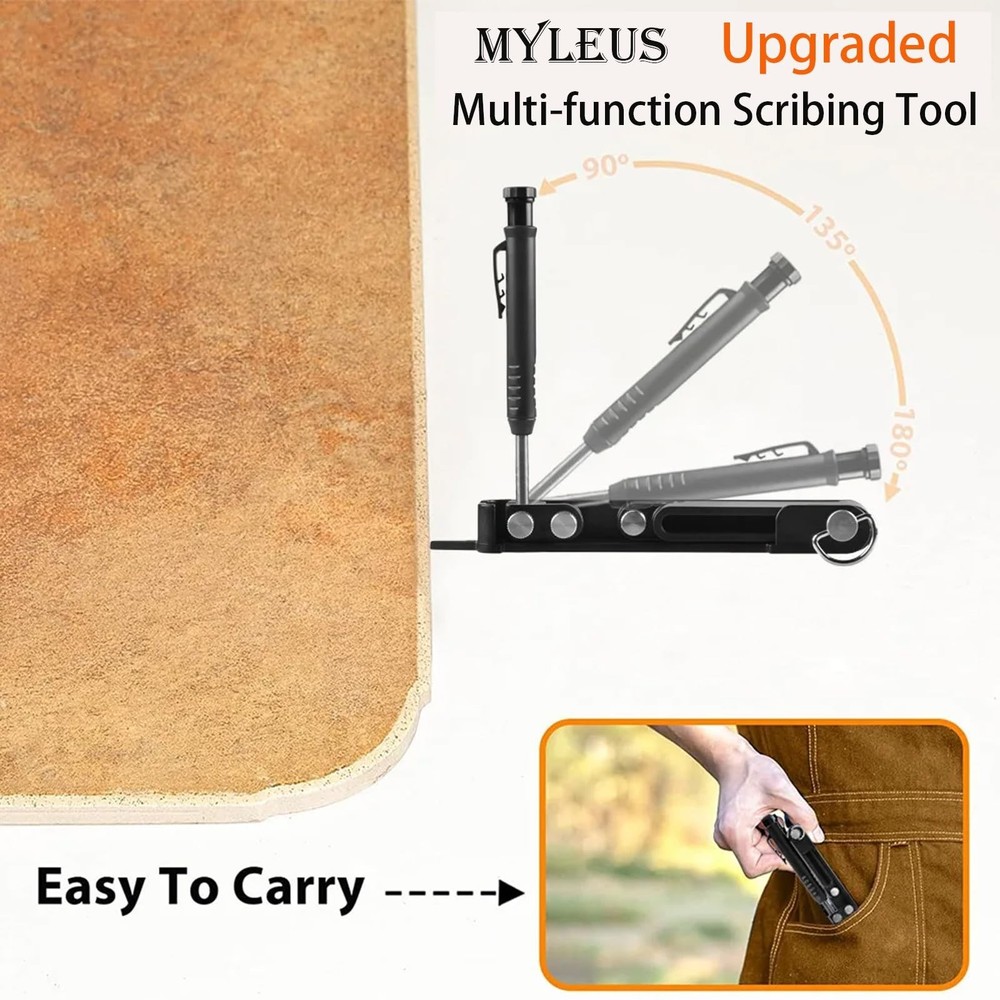 Multi-function Scribing Tool - Upgraded Construction Pencil for DIY Woodworki...