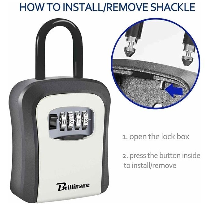 BRILLIRARE 2 Pack Key Lock Box, Waterproof 4 Digits Combination 2 Pack, Grey
