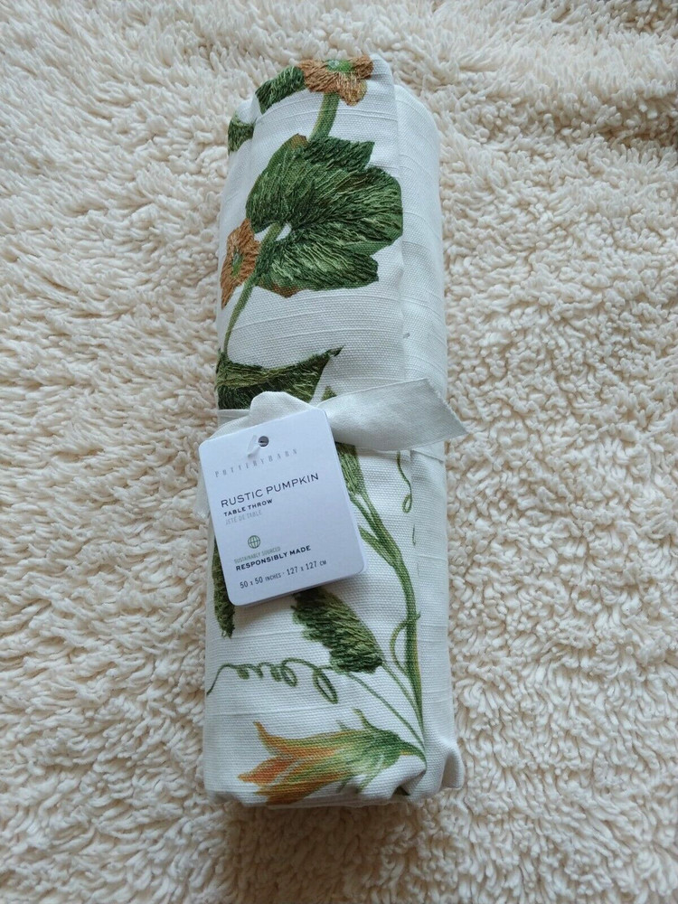 pottery barn Rustic Pumpkin Table Throw $119 brand new