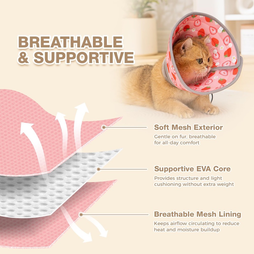 Cat Cone Collar Soft to Stop Licking, Adjustable Foldable Lightweight Kitten ...