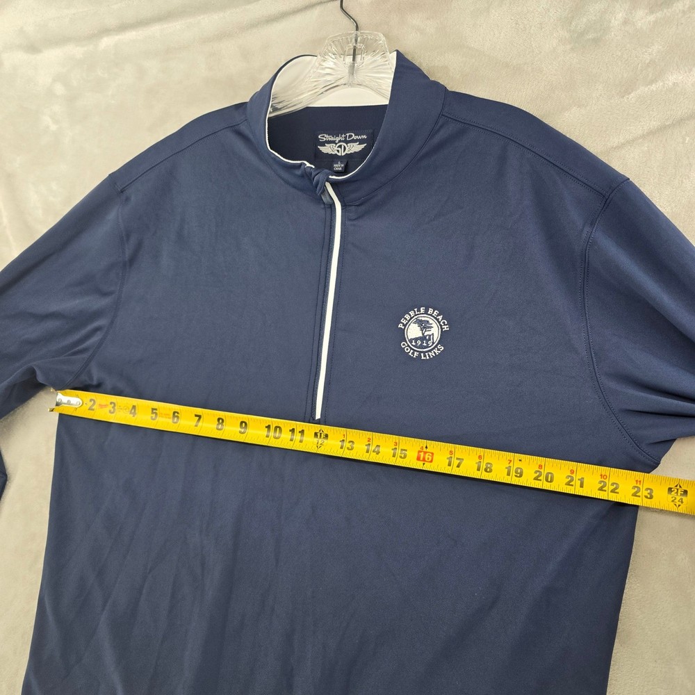 Straight Down Pullover Mens Large Navy Blue Pebble Beach Golf 1/4 Zip Stretch