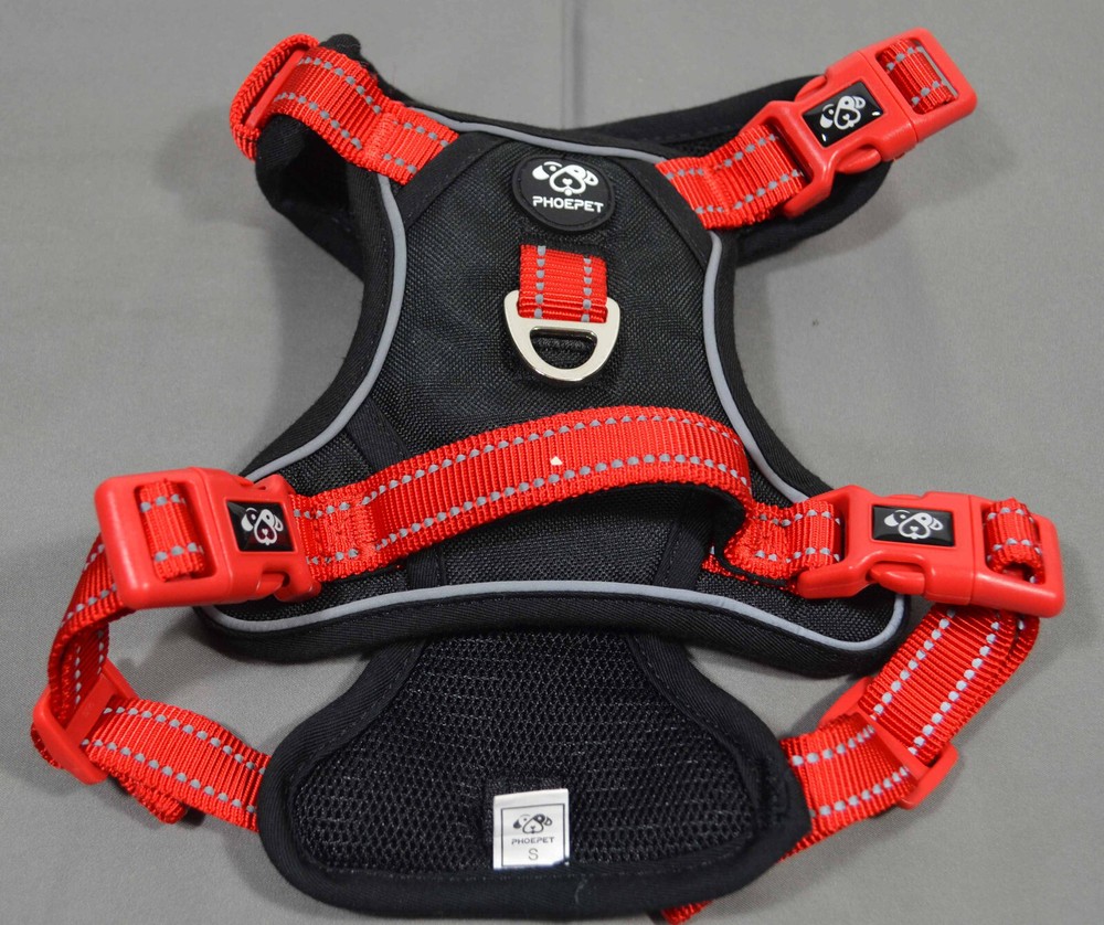NEW Phoepet Black & Red Small Dog Harness-No pull adjustable w/training handle