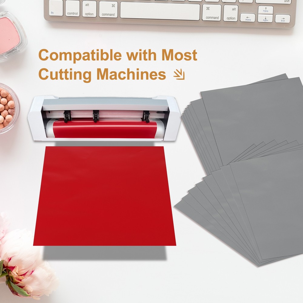 10Pcs Adhesive Vinyl Sheets Bundle,12”x12”Self Adhesive Vinyl, Gray