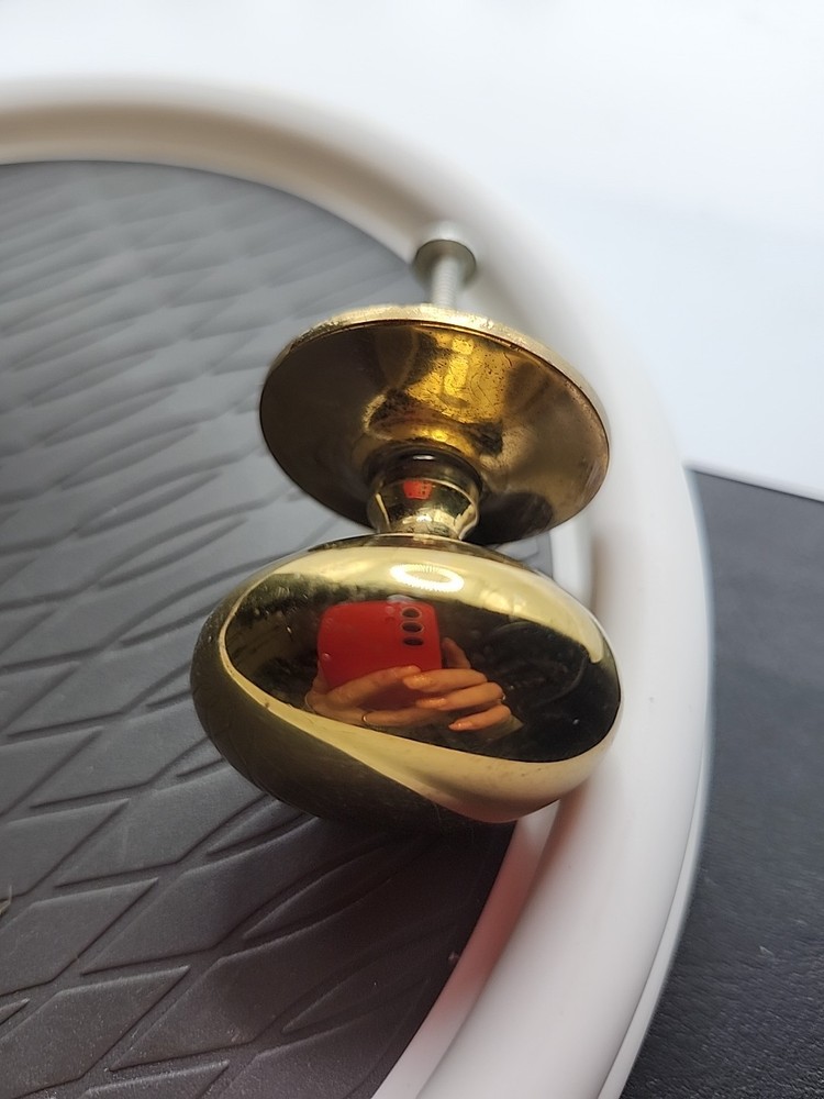 VINTAGE SOLID BRASS ROUND DOOR DRAWER PULLS KNOBS WITH BACK PLATES & SCREWS Hh