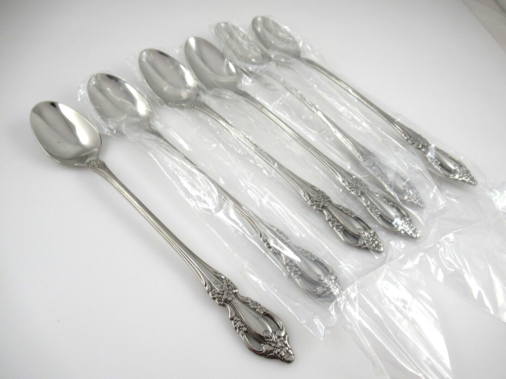 6 Iced Tea Spoons RAPHAEL Oneida Distinction Deluxe Glossy Stainless Flatware