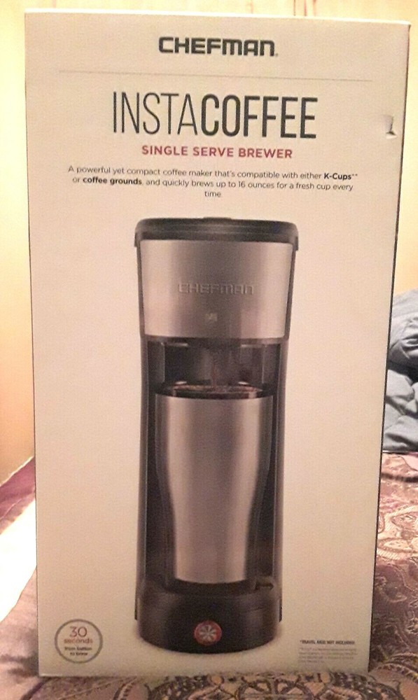 CHEFMAN -InstaCoffee Single Serve Grounds/K-Cup Pod Coffee Maker Stainless Steel