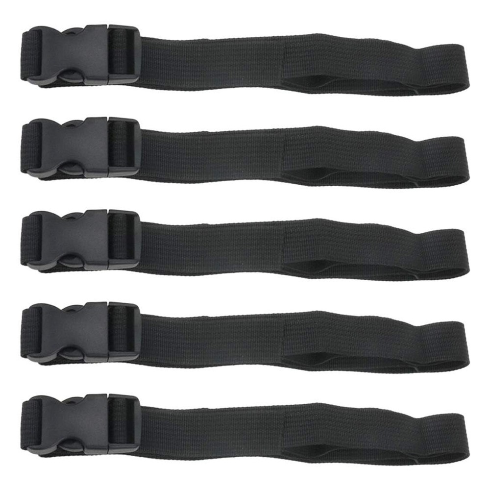 5Pcs Black Nylon Strap 1" x 47" (3.9ft) Buckle Straps with Quick Release Adju...