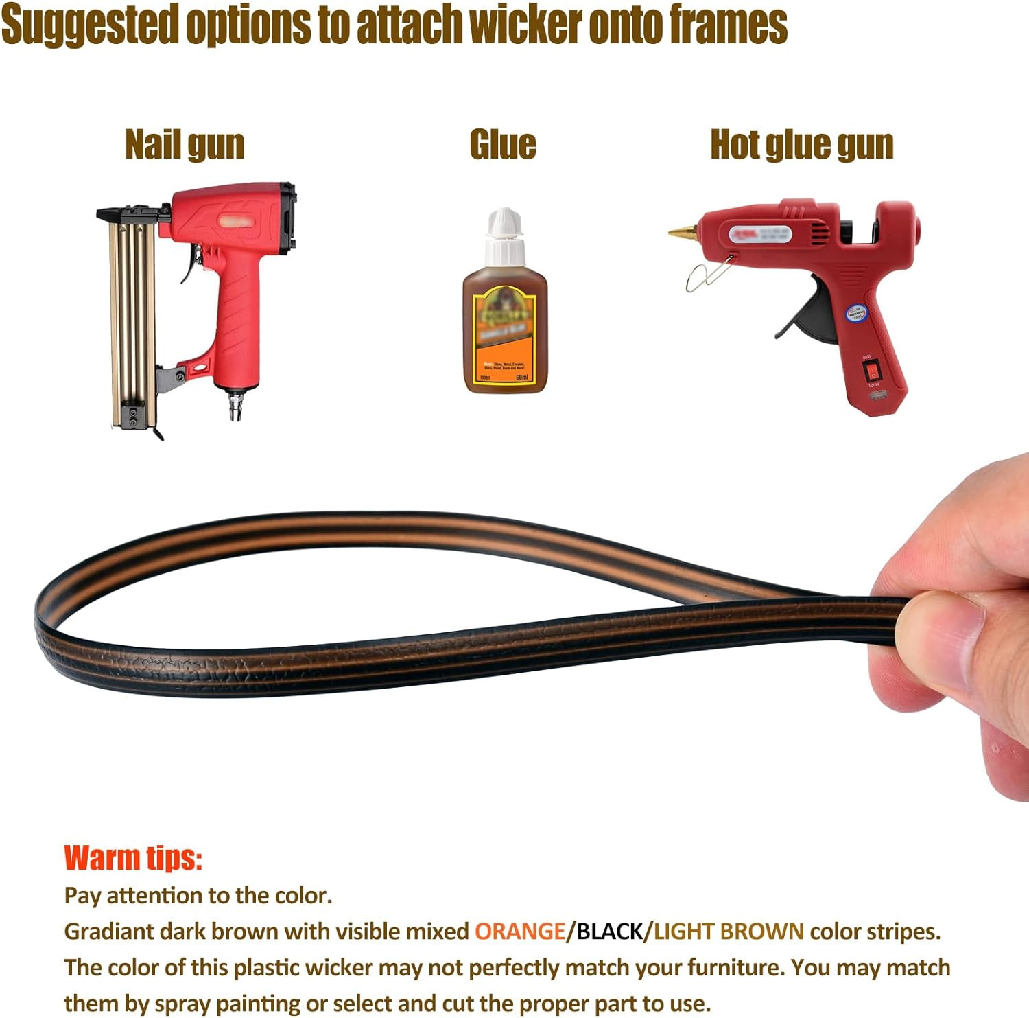 120 Ft Wicker Repair Kit Wicker Supplies Rattan for Patio Chair Repair Flat