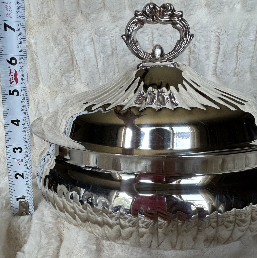 Crosby Handled Silver-plated Casserole Dish With Lid & Pyrex Casserole Dish Vtg