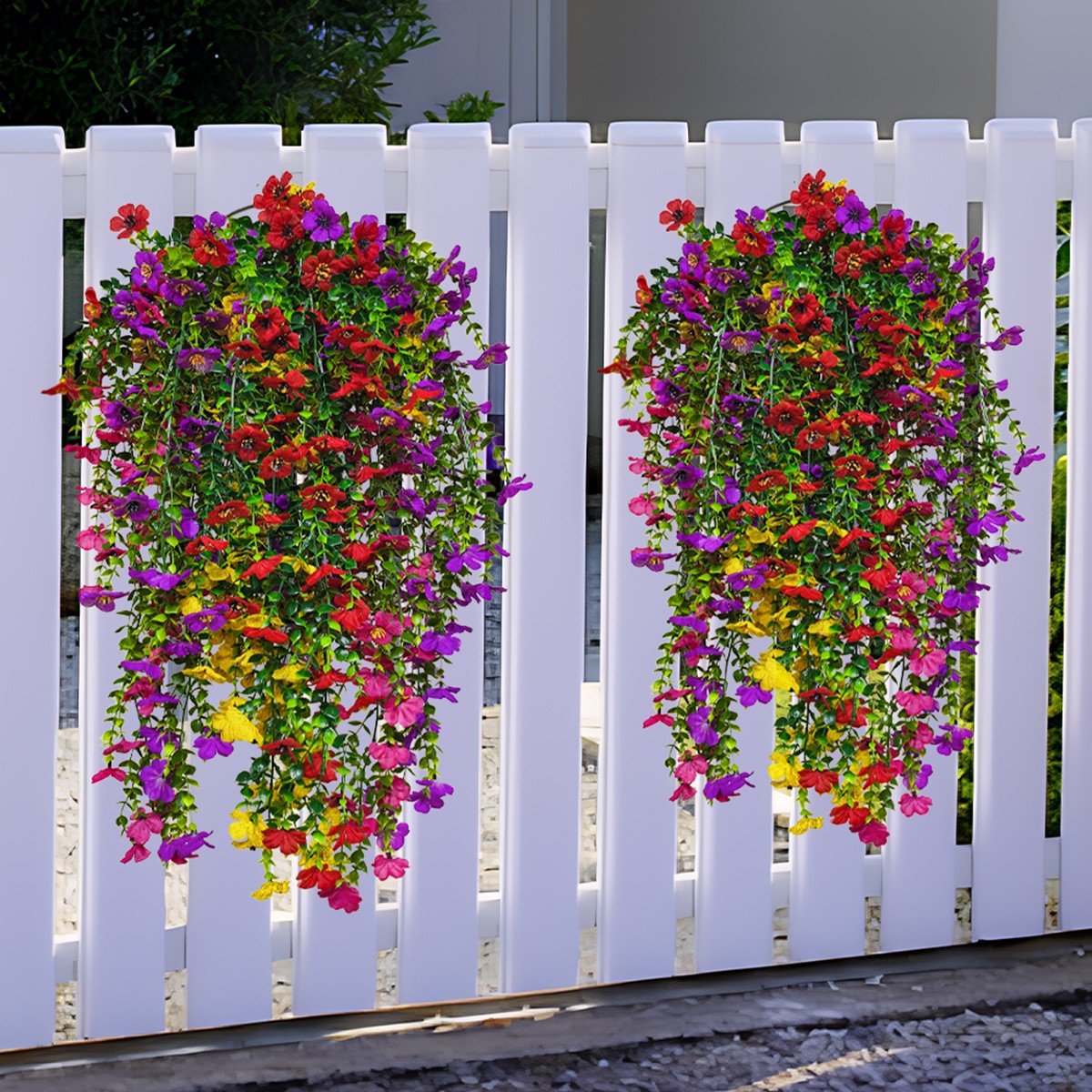 4PCS Artificial Violet Vines UV Resistant Hanging Flowers Plant In/Outdoor Decor