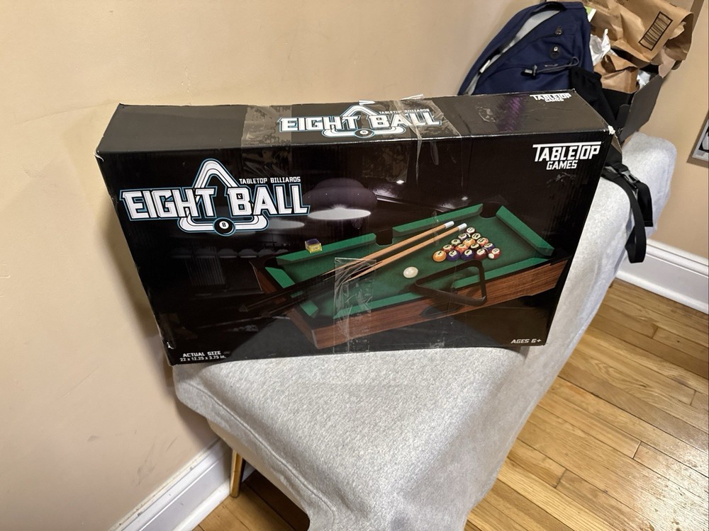 Tabletop Games Eight Ball Mini Pool Table – Tabletop Billiards Set – Open Box