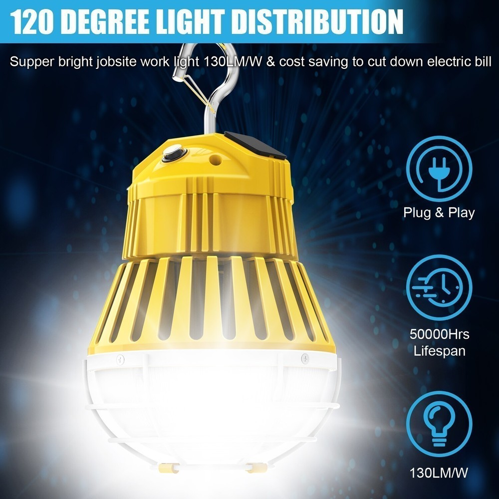 100W LED Temporary Work Light 13000LM Linkable Construction Project Hanging Lamp
