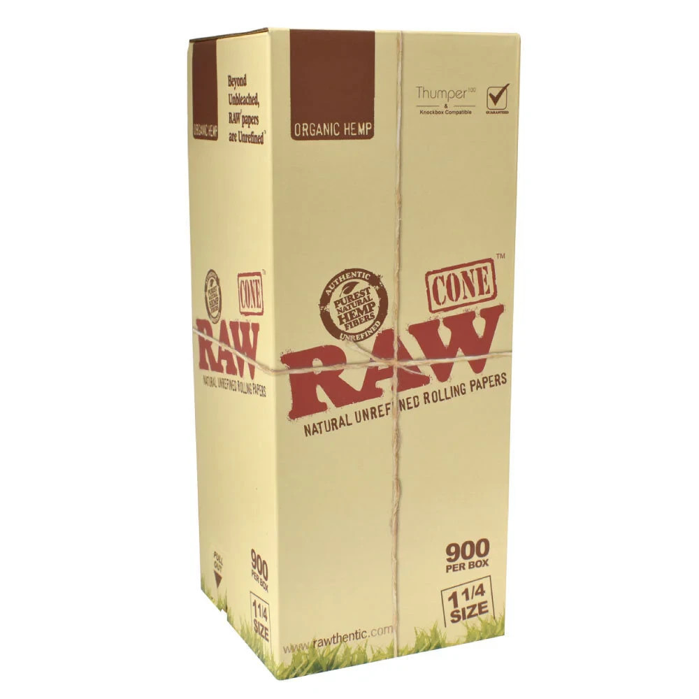 RAW Cones Organic 1 1/4 - 900 Count Box - Bulk Box