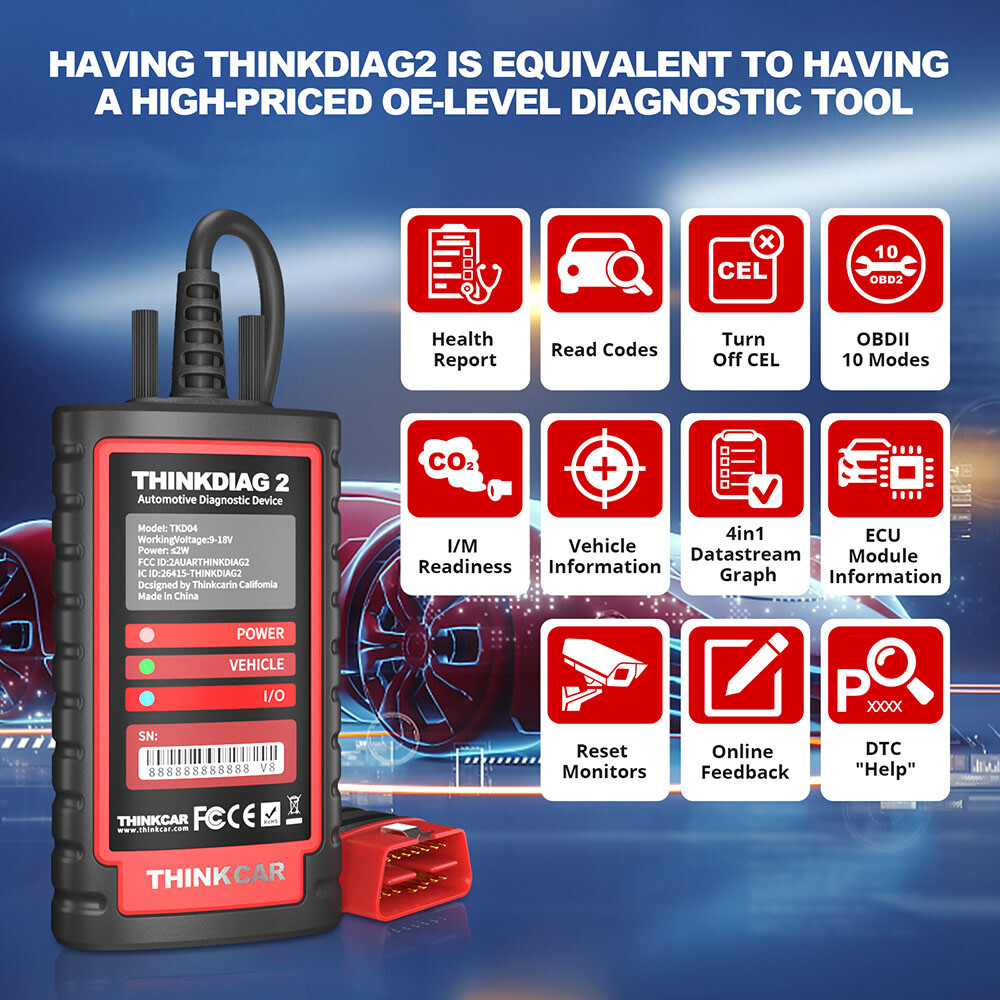 2025!THINKDIAG 2 Car OBD2 Scanner All System Bidirectional Diagnostic Tool CANFD