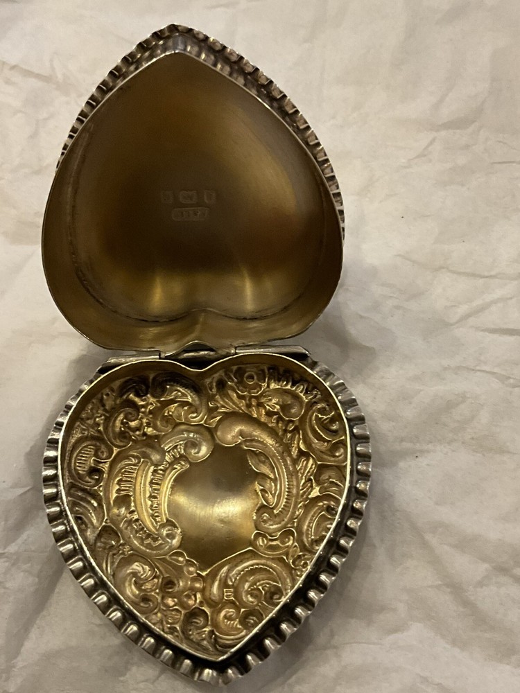Antique Heart Shape Silver Box