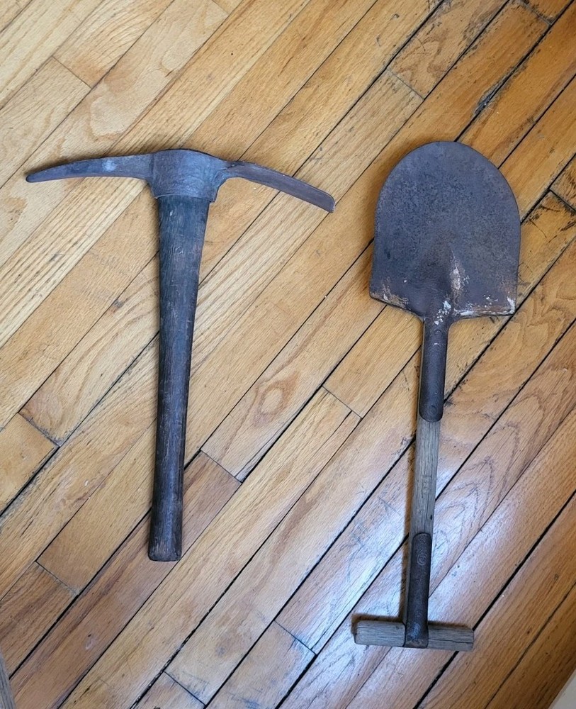 WWI WWII Shovel & Pickaxe US ARMY M1910 PICK AX MATTOCK US ALL ORIGINAL SET WW2