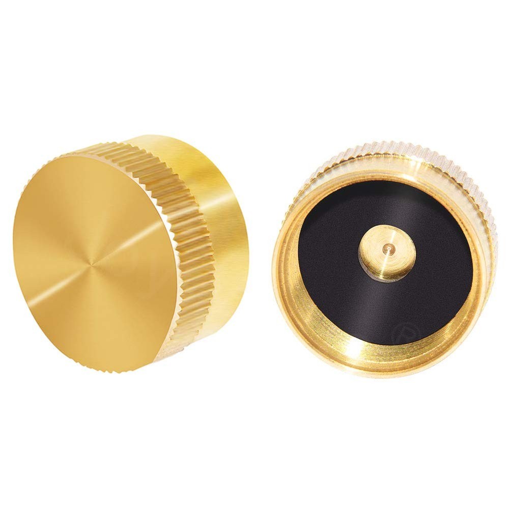 Joywayus 2Pcs Solid Brass Refill Propane Bottle Cap Universal for 2PCS, Gold