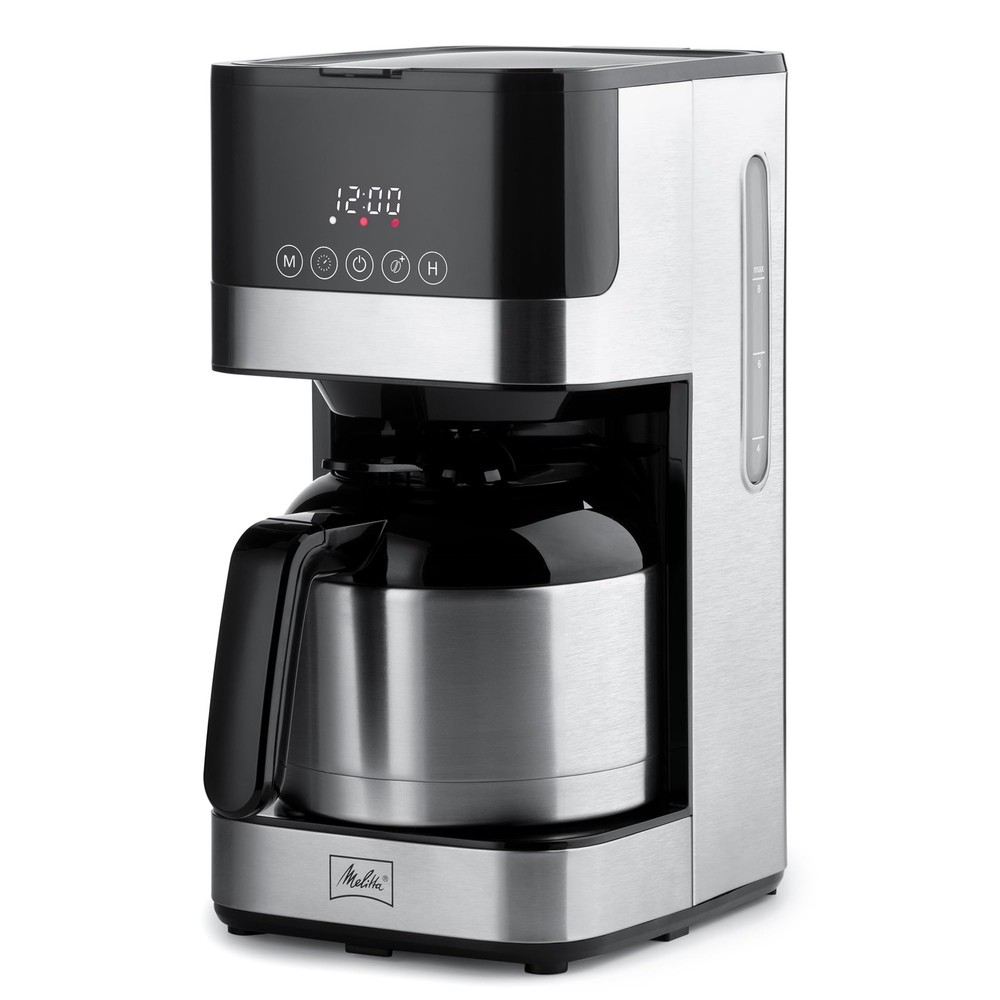 Melitta Aroma Tocco Glass Drip Coffee Maker Programmable 10 Cup Black Silver