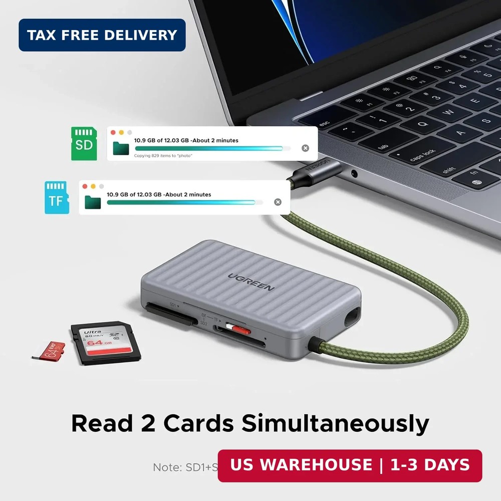 UGREEN USB C SD Card Reader with SD Card Holder, High-Speed Memory Card Reader A