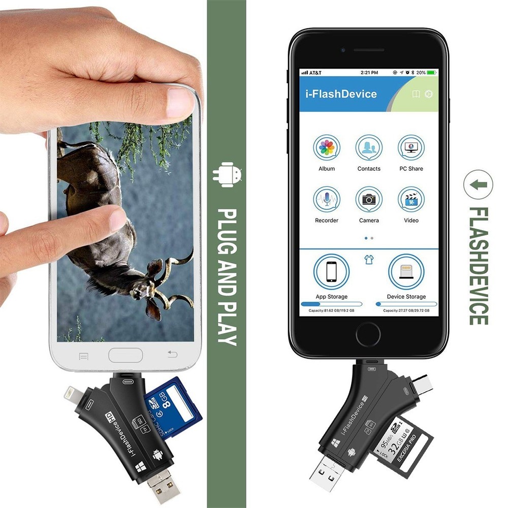 Camera Memory Card Reader Adapter for iPhone Android Photography Tool